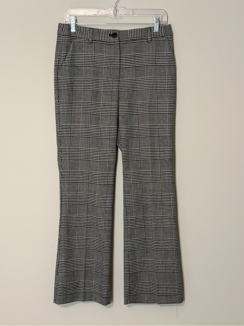 Talbots Raleigh Wool Glen Plaid Pants 4P Petite Black White NWOT